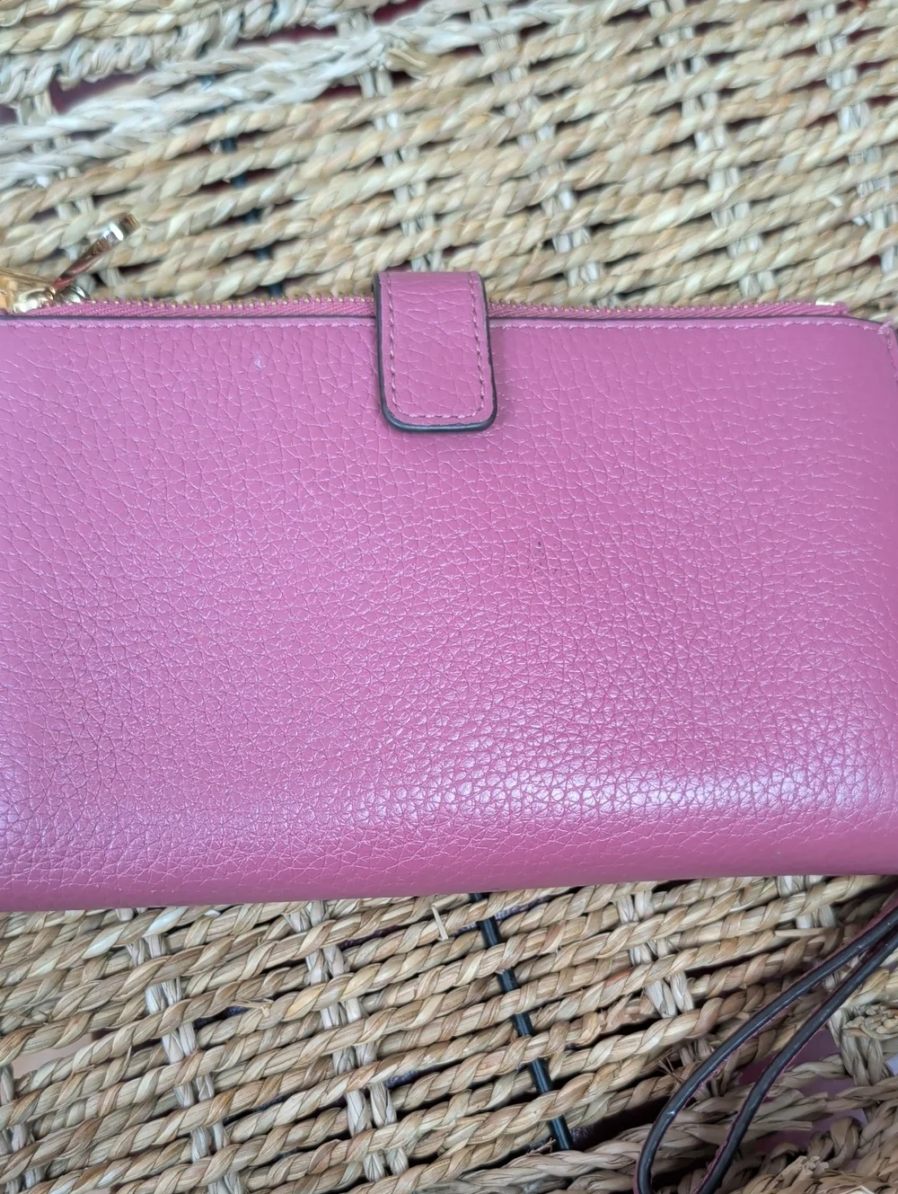 Michael Kors Pink Pebbled Leather Wristlet with Gold Logo